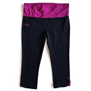 UNDER ARMOUR HeatGear Compression Capri Leggings AS NEW Black Hot Pink Women's M